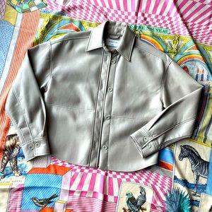Aritzia Cream Babaton Vegan Leather Button Down T Shirt - Jacket